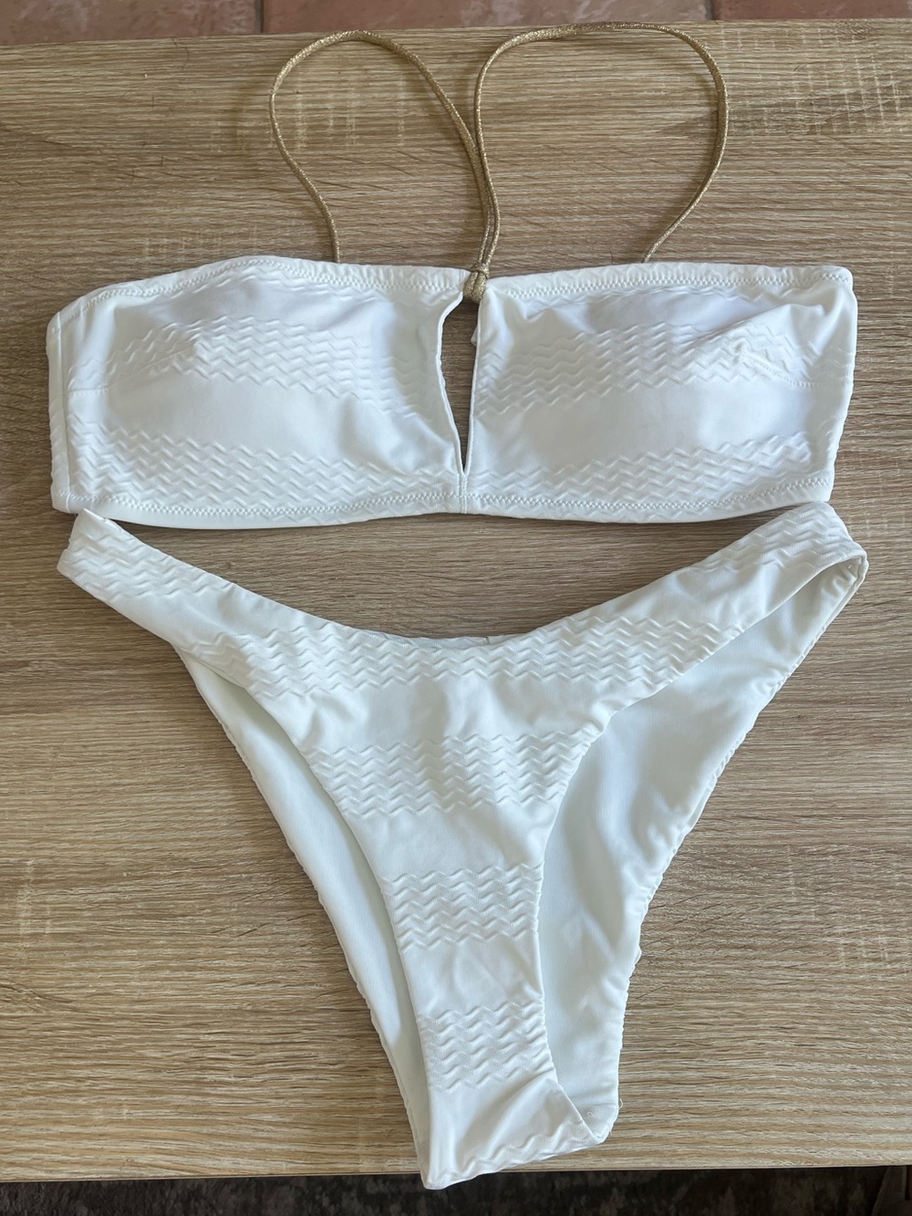NWT Aerie white bikini size M with gold straps